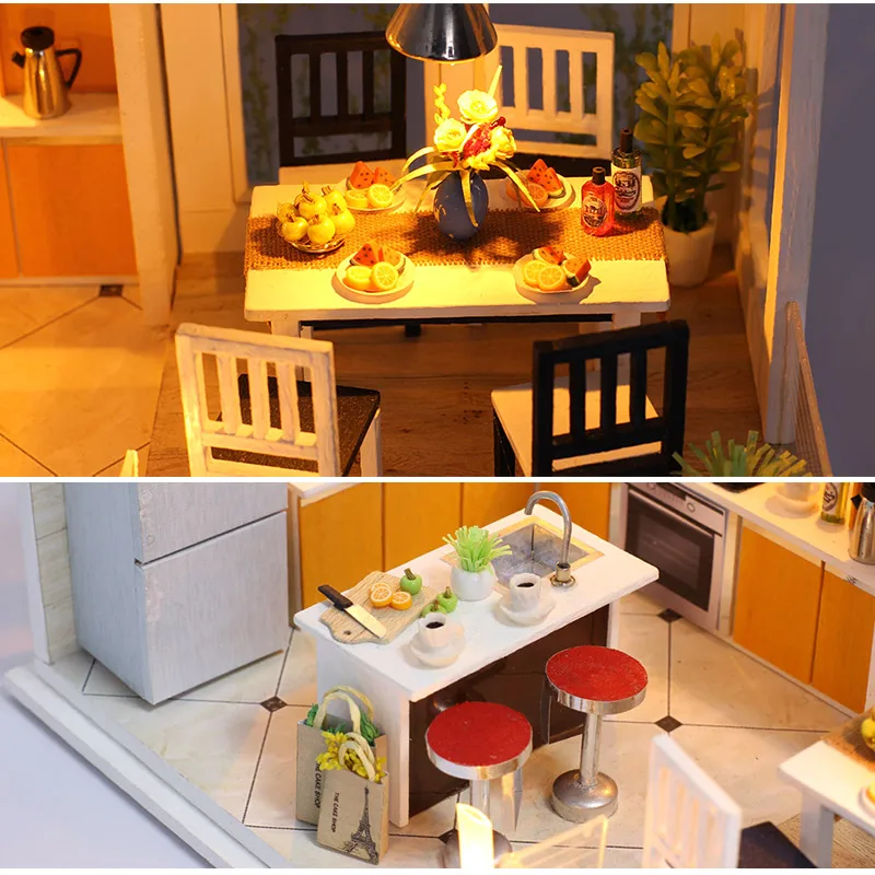 Leļļu Mājas mēbeles, Mēbeles Miniatura DIY Lelle Mājām, kas Miniatūras Namiņš Virtuve Bērniem, Koka Rotaļlietas Bērniem Dzimšanas dienas Dāvana