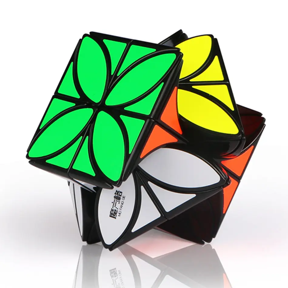 QiYi Četru lapu āboliņš Cube 3x3 Magic Cube Dīvaini-formas 3x3x3 Magic Cube Šķībs Ātrums Cube Profesionālās Puzzle Rotaļlietas