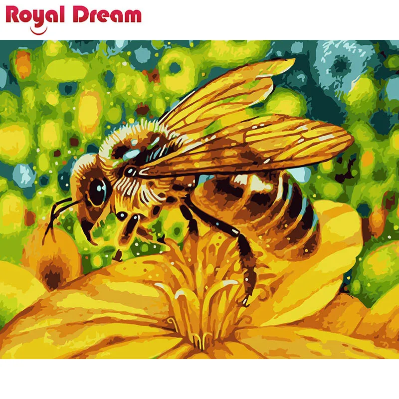 Dzeltens ziedi un maz bišu DIY Krāsošana Ar Numuriem, Audekls Painitng Mājas Sienas Art Attēlu Krāsošana Ar Numuriem, Mājas Dekoru