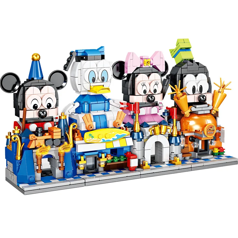 Disney Serices Klasiskās pasakas AnimeTrain un Stacijas Modeli, Celtniecības Bloki, Mickey Minnie Pīļu modelis Bērniem Ziemassvētku Dāvanas
