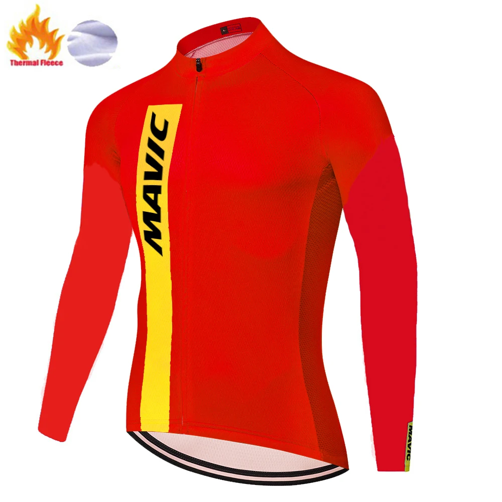 MAVIC maillot ciclismo komanda, Ziemas Siltuma Vilnas sacīkšu velosipēdu elpojošs apģērbs ar garām piedurknēm koszulka rowerowa