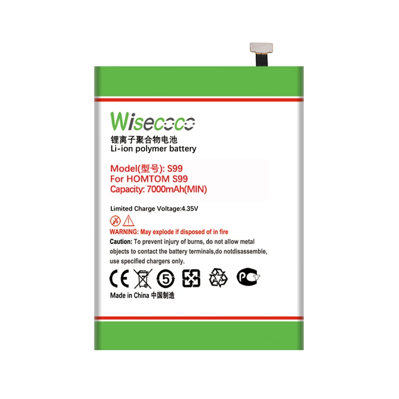 WISECOCO 7000mAh Akumulatoru HOMTOM S99 Noliktavā Augstas Kvalitātes Tālruni