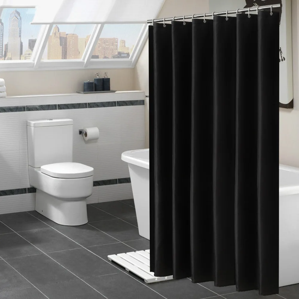 Augstas kvalitātes vienkāršā poliesters ūdensnecaurlaidīga dušas aizkars vannas istaba nodalījuma aizkars balts, melns, gaiši zils dušas aizkaru audums