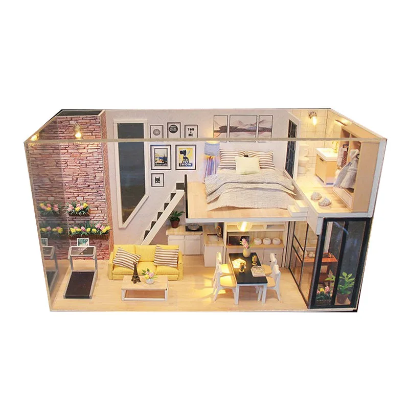 Diy leļļu nams miniatūras rotaļu virtuve, leļļu namiņš piederumi, koka miniatūra leļļu namiņš diy kast mēbeles komplekts drewniany domek