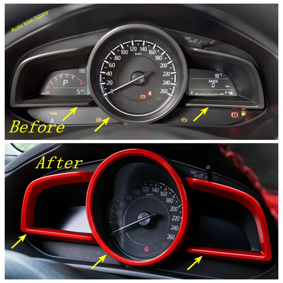 Aksesuāri Auto-stils Instrumentu Paneļa Ekrānu Vāciņš Melns, piemērots Mazda 3 - 2018 ABS Sarkana / Oglekļa Šķiedras Izskatās