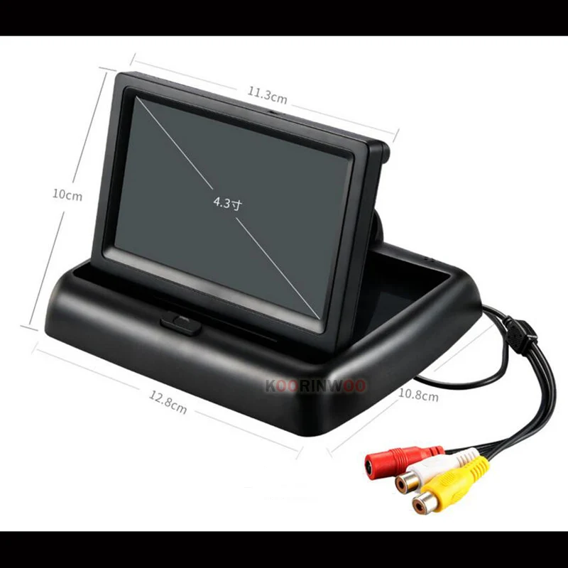 Koorinwoo Bezvadu 4.3 Collu TFT LCD Auto Salokāms Monitora Ekrāna Atpakaļgaitas Kamera, Parkošanās Sistēmu Automobiļa Atpakaļskata Monitoru NTSC PAL