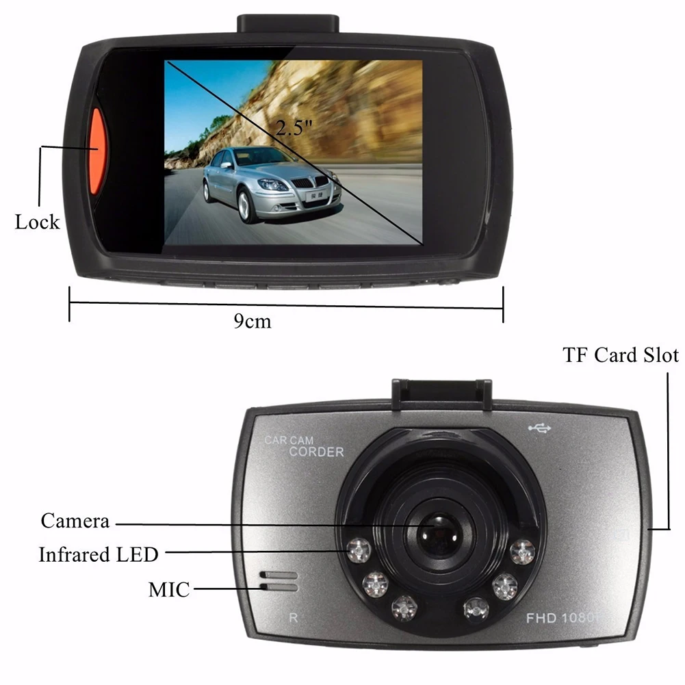 2.5 Collu LCD 1080P Automašīnas DVR Kamera Dash Cam Video Reģistratoru, G-sensors, Nakts Redzamības Recroder Videokamera Auto Piederumi