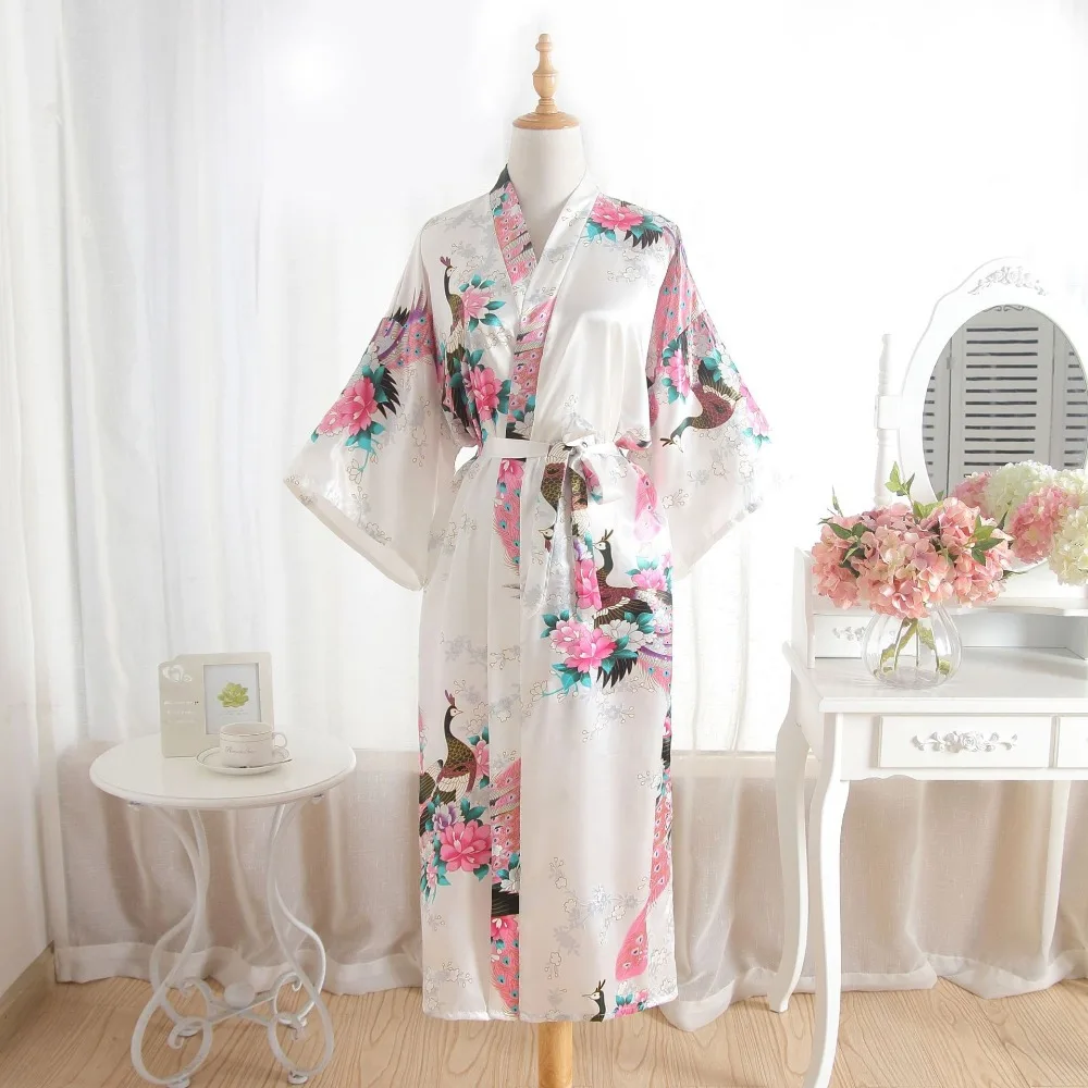 BZEL Satīna Kāzas, Līgava, Līgavas Tērpu Ziedu Peldmētelis Garo Kimono Drēbes Nakts Drēbes Pirts Tērpu Modes peldmētelis Sievietēm