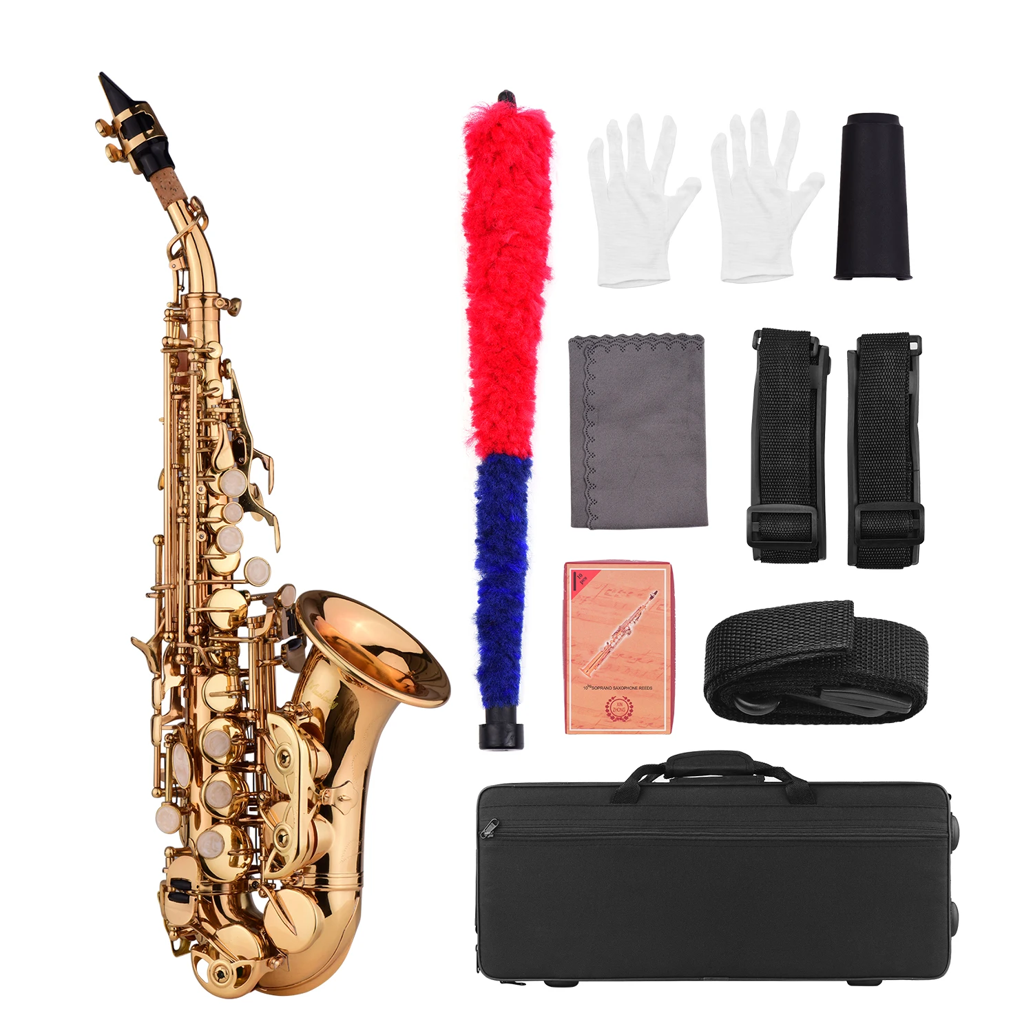 Mini Bb Soprāna Saksofons Sax Misiņš Materiāls Woodwind Instruments, ar Lietā Cimdi Tīrīšanas Audums Suku Niedres Sax Siksna