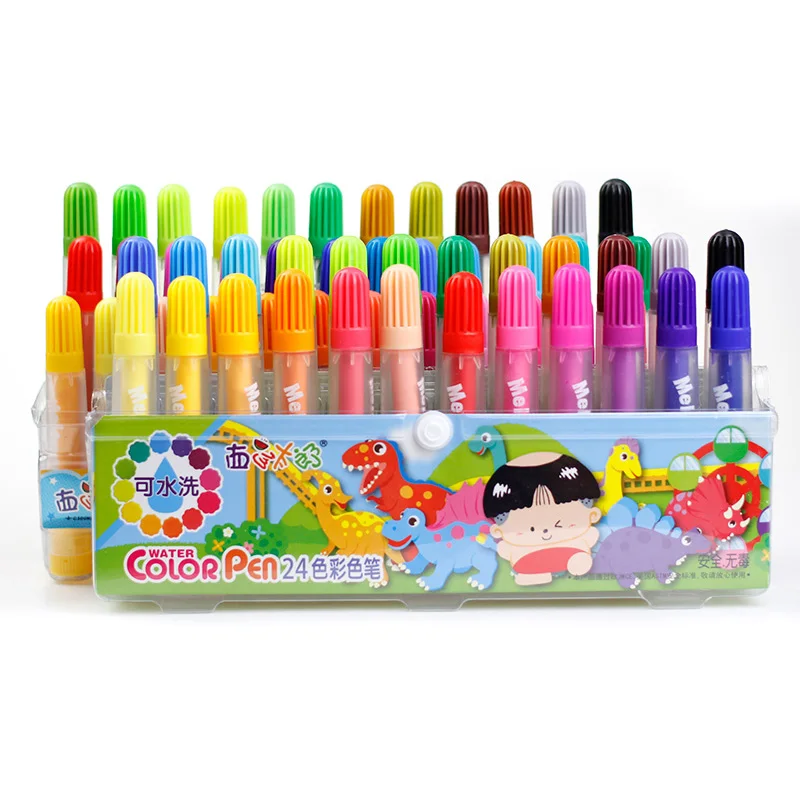 Bērnu akvarelis, pildspalvu komplekts 12/24/36 krāsu bērnudārza bērnu ota drošības netoksisku krāsu pildspalva