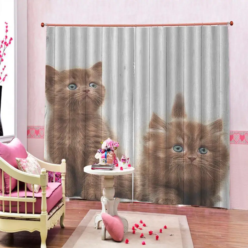 Customized izmērs Luksusa Blackout 3D Logu Aizkari Dzīvojamās Istabas dzīvnieku kaķis aizkari bērnu istabas Aizkari Dekori