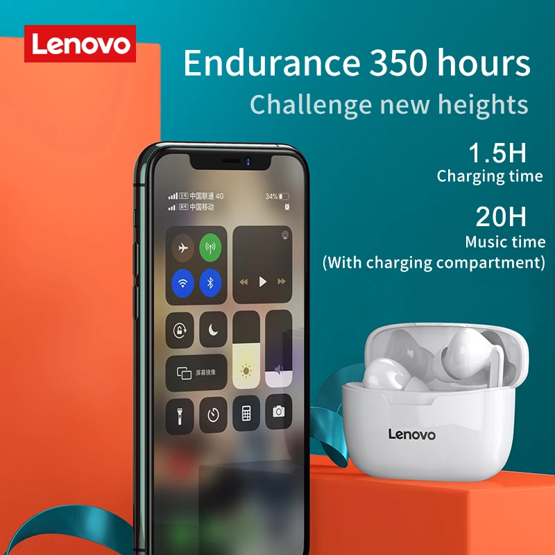 Lenovo TWS Bezvadu Austiņas XT90 Bluetooth 5.0 Sporta Austiņu Touch Kontroli IPX5 Ūdensizturīgs Austiņas Ar 300mAh Uzlādes Kaste