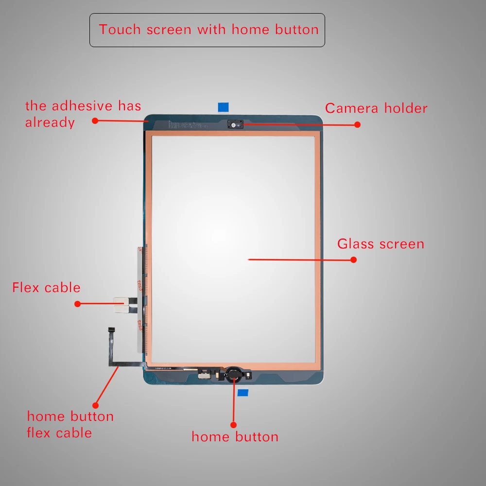 10Pcs/daudz Par iPad 9.7 (2018 Versija) 6 6th Gen A1893 A1954 Touch Screen Digitizer Stikla Ar Pogu Home