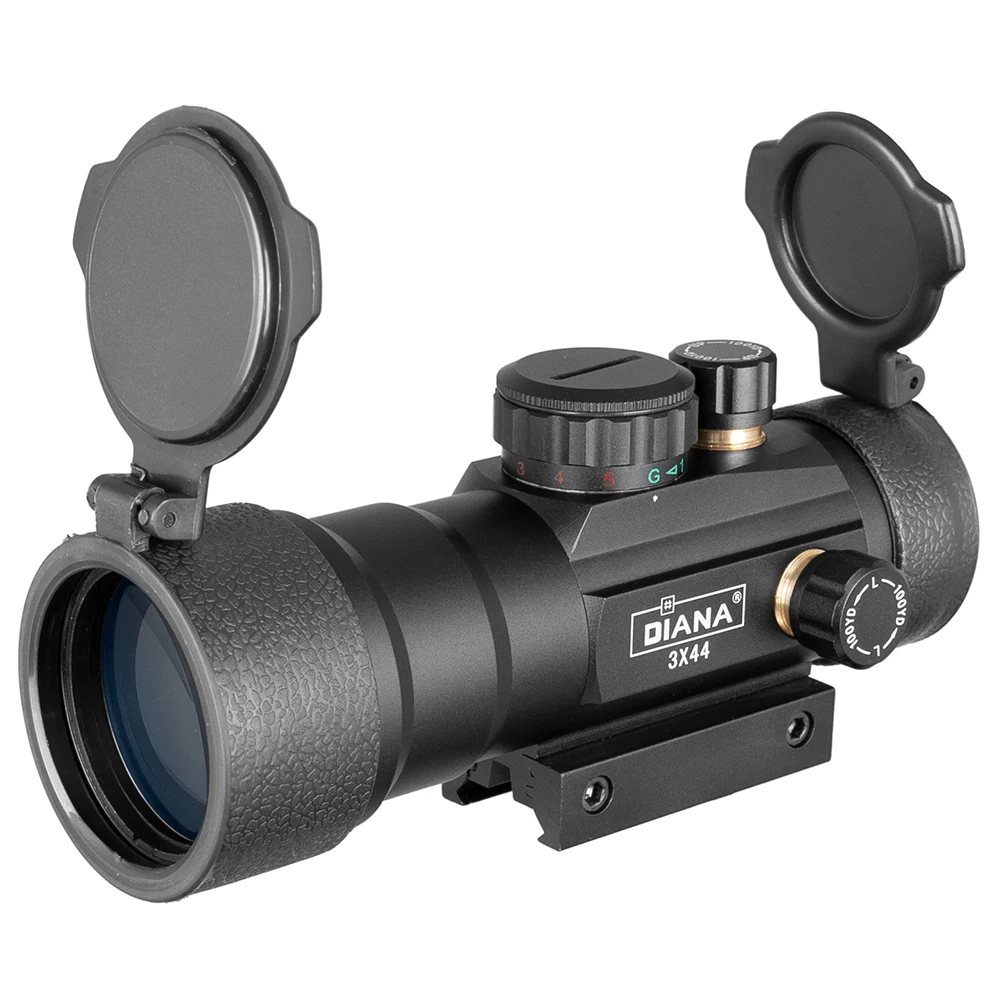 DIANA 3X44 Zaļā Red Dot Sight Taktiskās darbības Joma Optika Riflescope Fit 11/20mm dzelzceļa Šautene Jomu Medībām