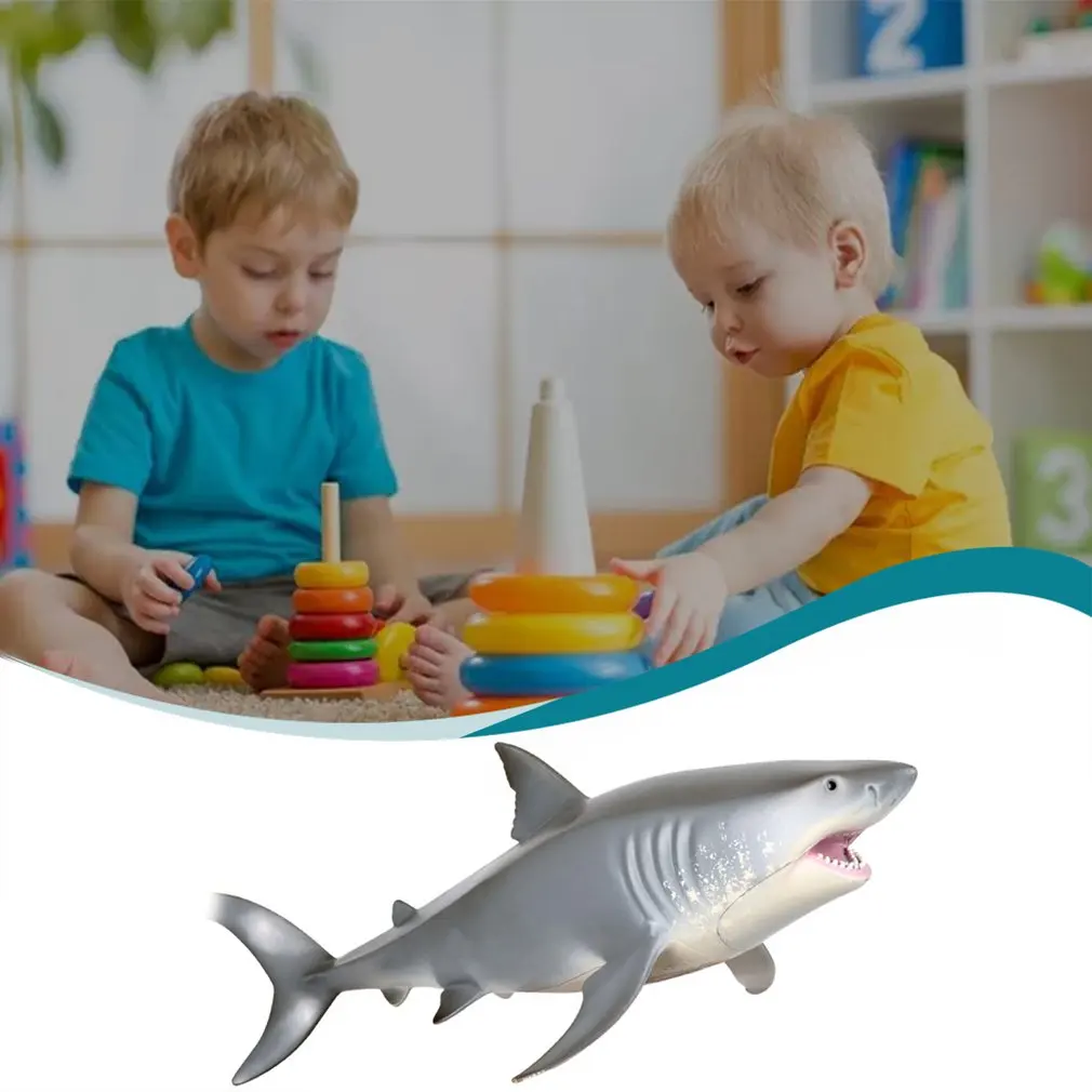 Okeāna Simulācijas Rotaļu Rotājumu Jūras Dzīvnieku Lielās Baltās Haizivis, Zemūdens Pasaules Reālistisku Stilu, Plastmasas Rotaļlieta Bērniem
