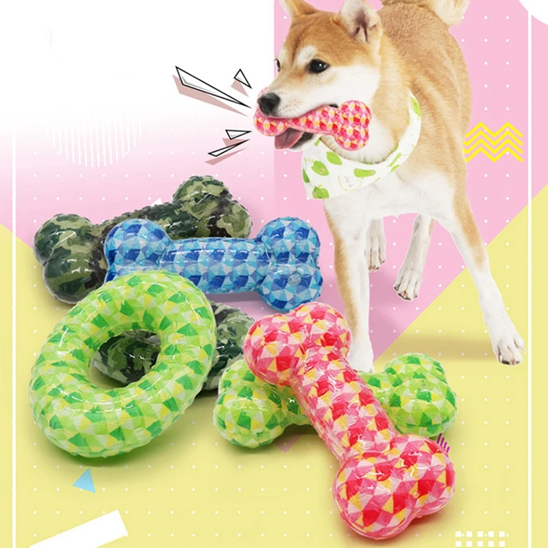 Pet Agresīvu Košļājamās Rotaļlietas, Suņu Izturīgs SqueakyTeeth Tīrīšanas Košļāt Rotaļlietas Donut & Kaulu Formas Dizaina Molārā Rotaļlieta Lieliem Suņiem