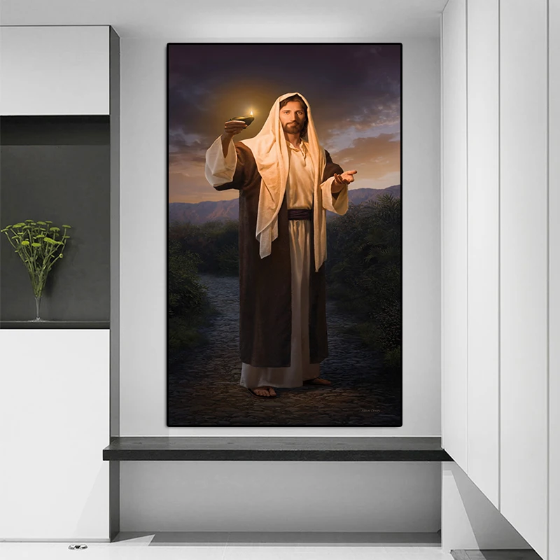 Gleznas uz Audekla Mākslas Mājas Dekoratīvā Jēzus ir Dievs, Plakātu Labdarība Ir Tīrā Kristus Mīlestība Dzīves Telpu Dekorēšana Sienas, Attēlus,
