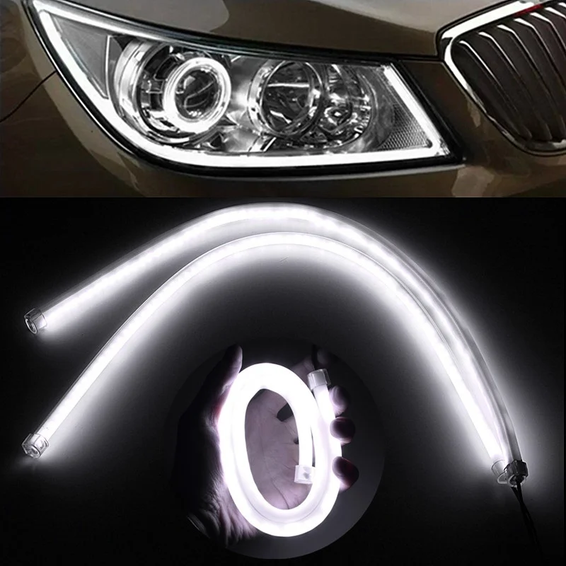 2gab 60cm Elastīgs LED Cauruļu Sloksnes Dienas Gaismas lukturi Stāvgaismas Lukturi Baltā Automobiļu