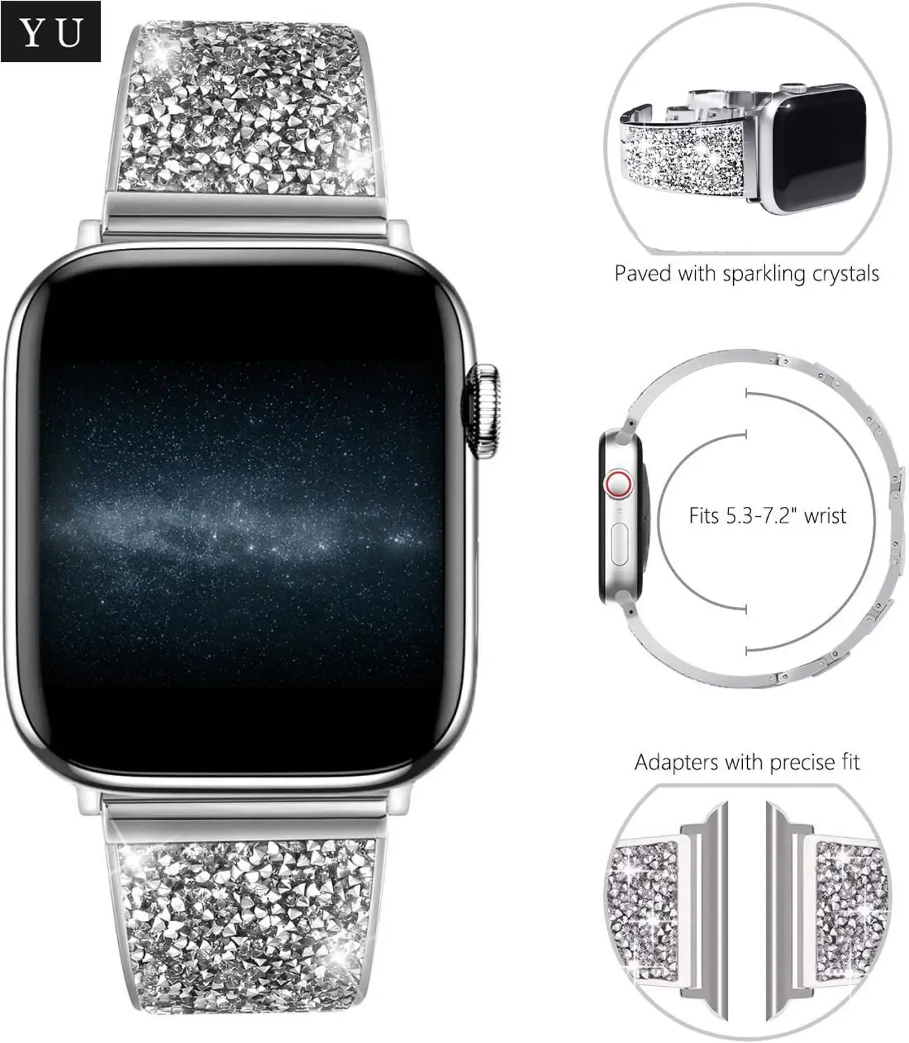 Jaunas nerūsējošā tērauda Luksusa Dimanta Joslas Apple Skatīties Series 5 4 3 2 Siksniņas Rokassprādze joslas iWatch 38/40/42/44mm Watchband