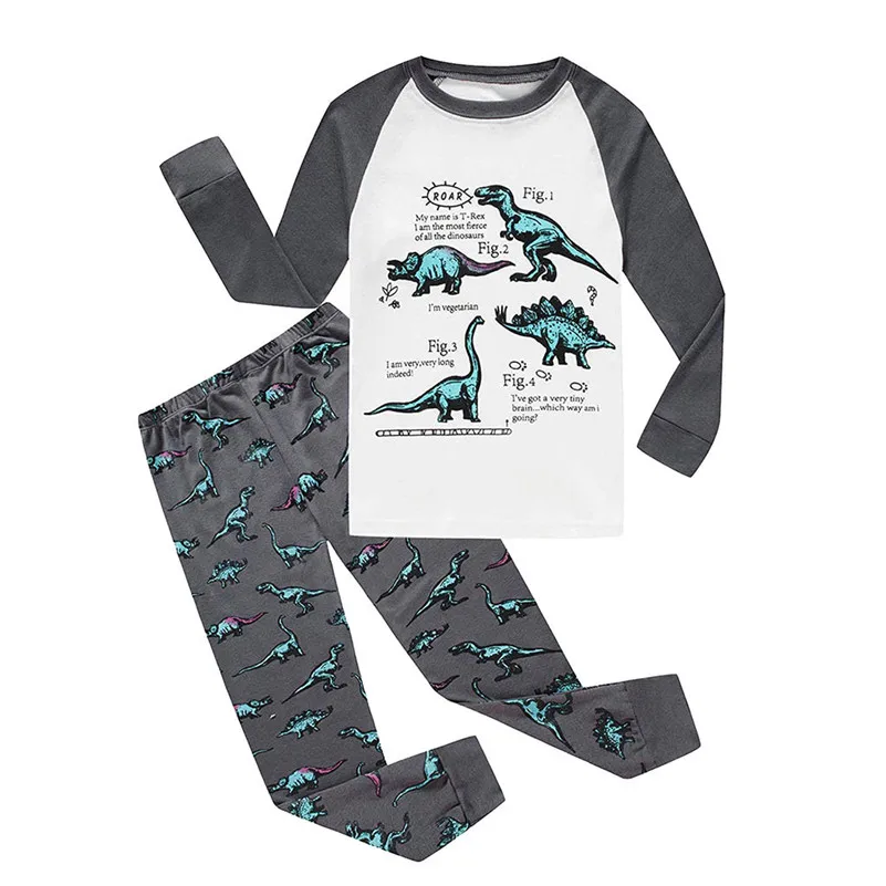 Baby Toddler Zēni Meitenes ar garām Piedurknēm Dinozauru Topi+Bikses Pidžamas Sleepwear Apģērbs, ieliet ziemas enfants dāvana bērniem, bērnu A1