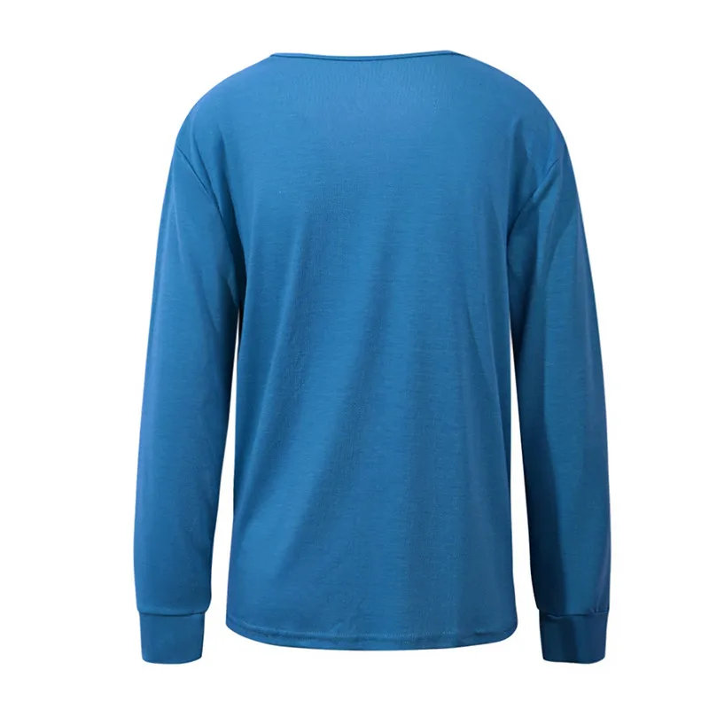 Modes Sieviešu T-Krekli ar garām Piedurknēm, Zilā Gadījuma Tee 3D Pieneņu Drukāt Lielgabarīta Topi Dāmas V-veida Kakla Sporta T-Krekls Plus Izmēra 5XL