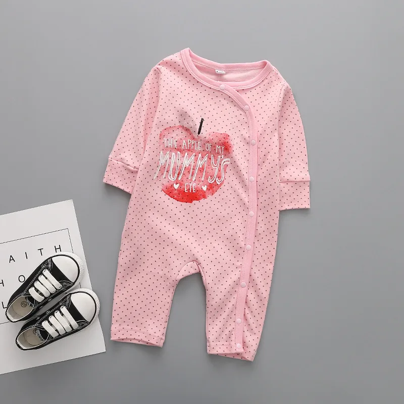 2018 Zīdaiņu Apģērbs Jaundzimušajiem jumpsuits Baby Boy Meitene Romper Drēbes ar garām Piedurknēm Zīdaiņu es mīlu mmmy tētis drukāšana 1 9 12 Mēneši