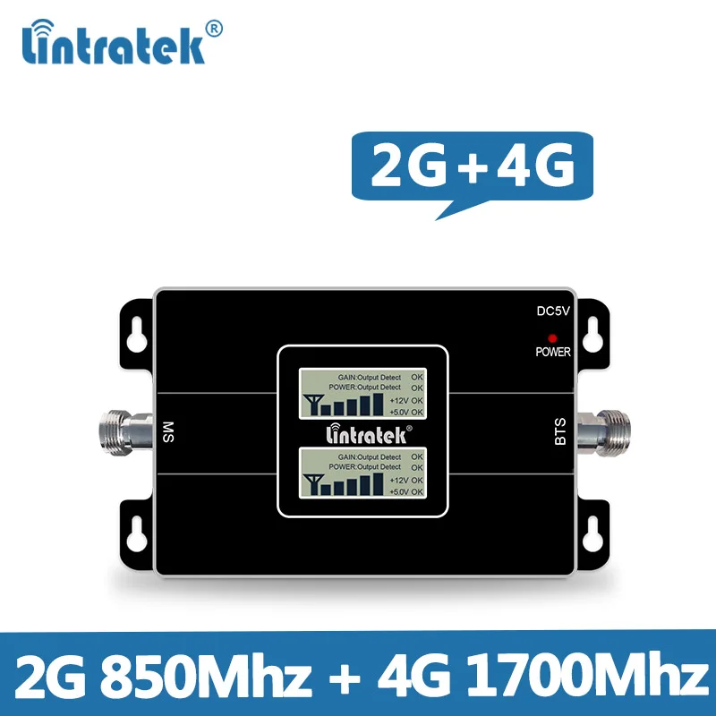 Lintratek CDMA 850MHz Repeater 4G 1700MHz Dual Band Signāla Pastiprinātājs GSM 2G 3G 4G LTE Repetidor de sinal de celular 850 1700MHz