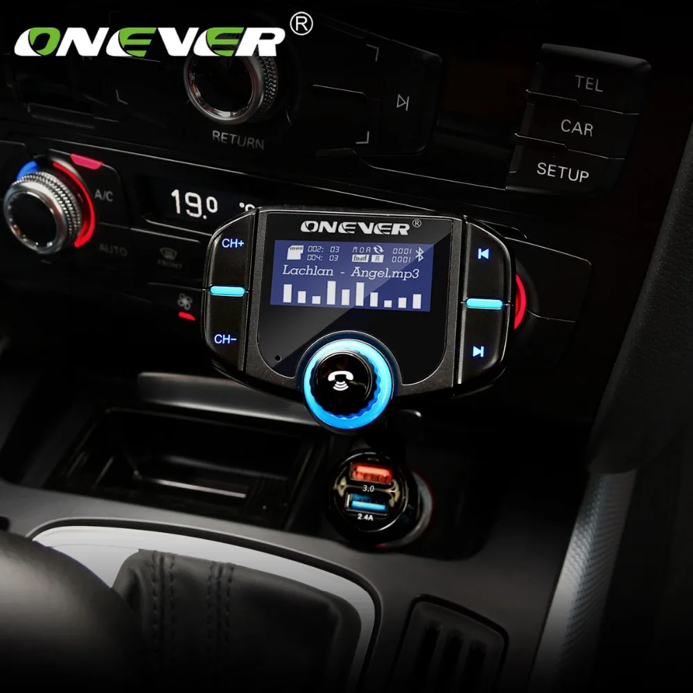 Onever FM Raidītāju, Bluetooth brīvroku Automašīnas Komplekts 2 Portu USB Lādētājs Ātru 1.65 