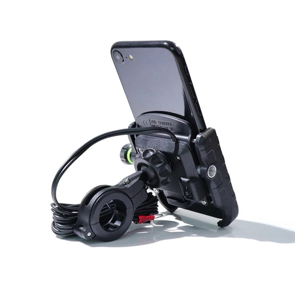 Motociklu 360 Grādu Motocikla Stūres Spogulis Mobilo Telefonu Mount Turētājs ar QC 3.0 USB Lādētājs iPhone Samsung Xiaomi Tālruni