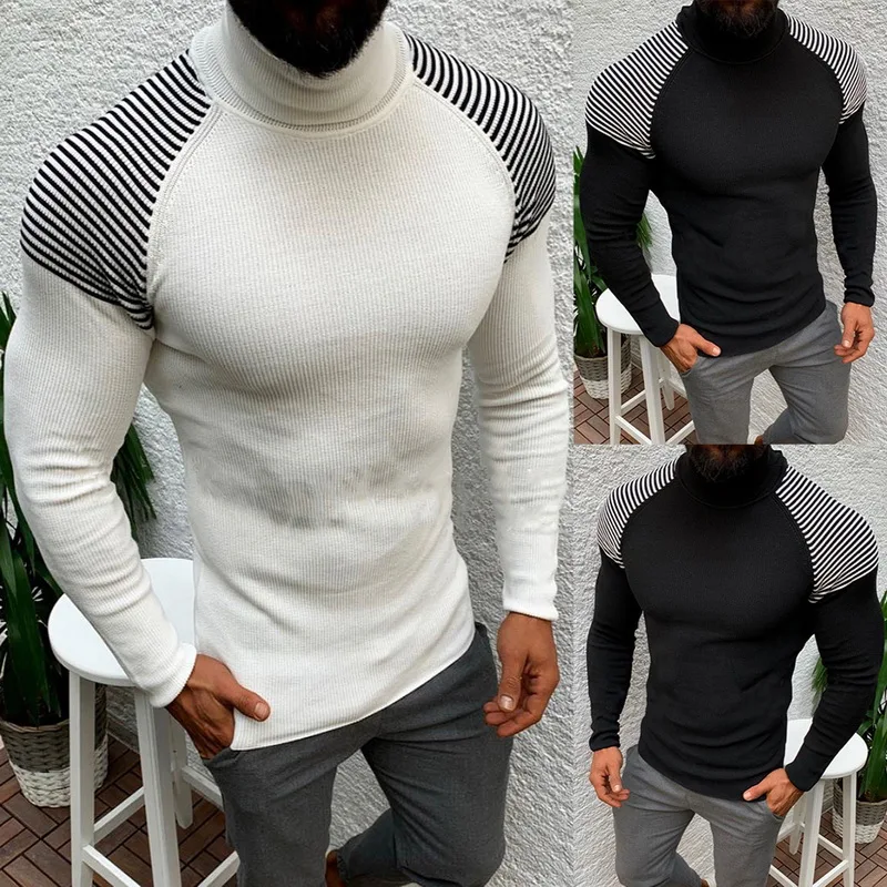2020 Džemperi, Vīriešu Džemperi Džemperis Gadījuma Vīriešu Trikotāžas Apģērbu Plus Lieluma Rudens Wineter Augstu Uzrullētu Apkakli Slim Fit Siltu Džemperi, Topi