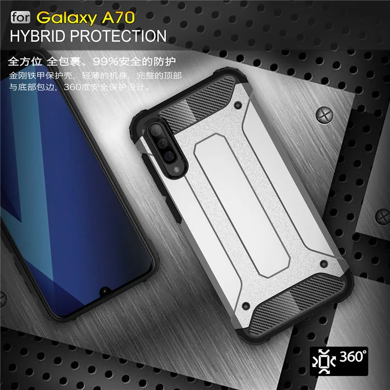 Samsung Galaxy A70 Gadījumā A705F PC + TPU Silikona Grūti Bruņas antidetonācijas Case For Samsung Galaxy A70 Vāks Samsung A70 Gadījumā