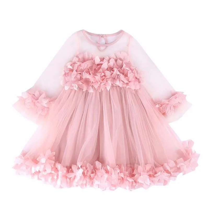 Baby Meitenes Cute Princese Kleita ar Rozā Acs Mežģīnes Bērnu Apģērbs