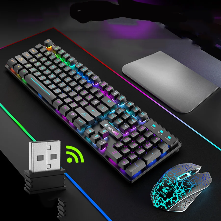 Klaviatūras peles mehāniskās LED USB bezvadu Peles spēļu pc Spēļu backlit par razer tablete Klaviatūra komplekts gamer PC Mehānisko