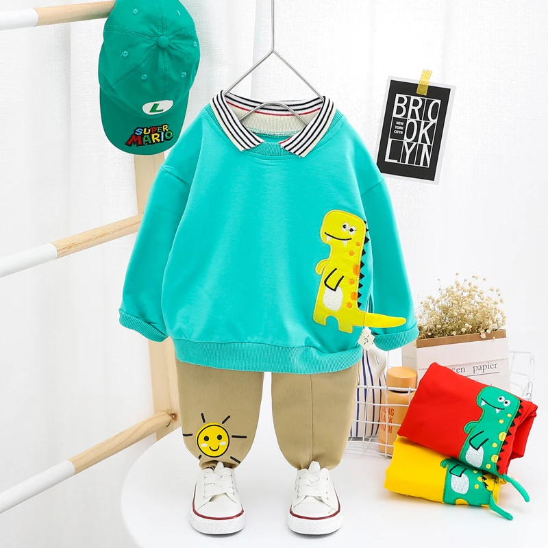 Bērnu Zēnu Apģērbu Komplekti 2020. Gada Rudenī Jaundzimušais Zīdainis, Zīdaiņu Drēbes Dinozauru T Krekls, Bikses Bērniem, Bērnu Kostīms