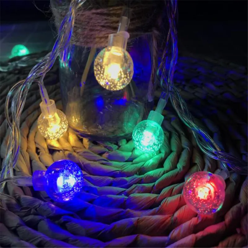 Pieslēdzami LED String Light Ziemassvētku 10m 50LED Kristāla Bumbas, Spuldzes, Āra Spuldzes Mājas Sloksnes Lampas Kāzu Dekorēšana Ūdensizturīgs
