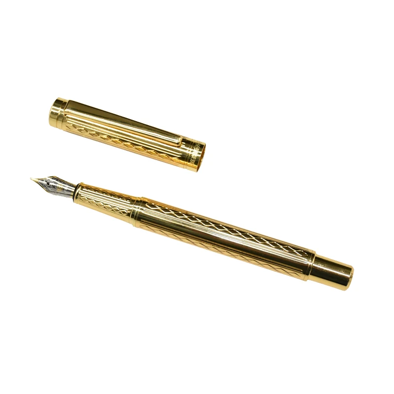 1gb Augstas klases Izsmalcinātu Strūklaka tintes pildspalva 0.5 mm, zelta / gun pelēkā fountain pen profesionālā biznesa rakstot pildspalvu, paraksts