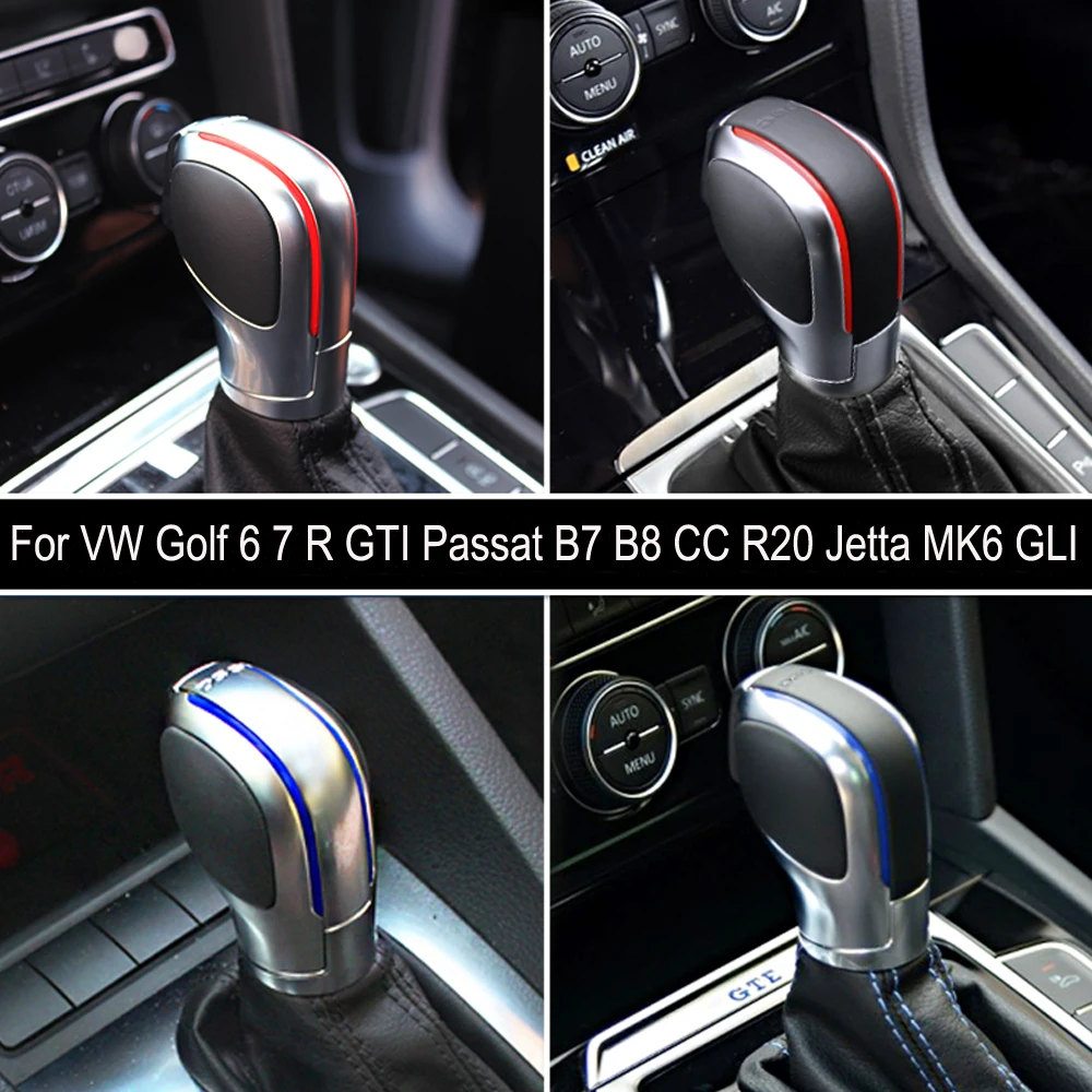 Automātiskā Pārnesumu Pārslēgšanas Rokturi Volkswagen Golf 6 7 R GTI Passat B7, B8 CC R20 Jetta MK6 GLI ABS Ādas Stick Pārslēdzēju Rokturi Pārslēdzēju