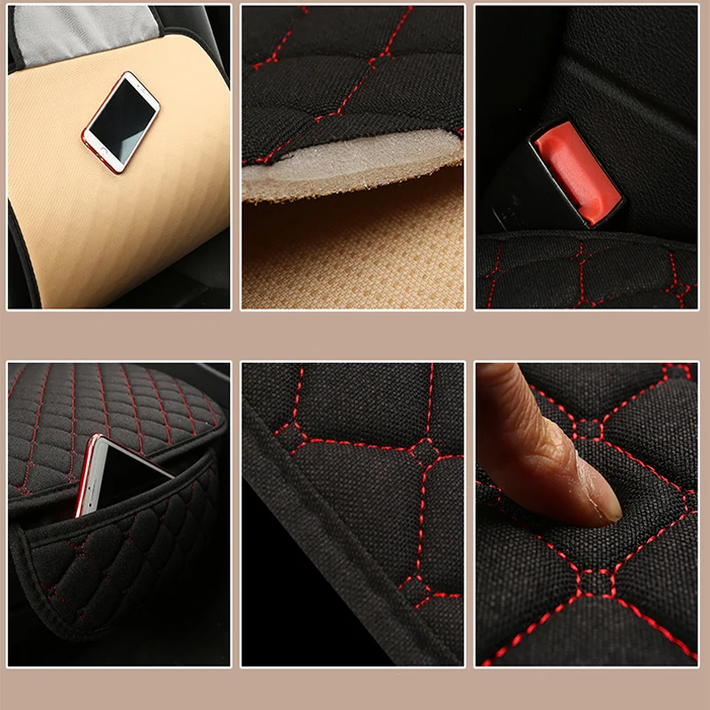 Automašīnu Seat Cover Universal Linu Auto Sēdekļa Spilvena ar Atzveltni Četri Gadalaiki Iekšlietu Auto Krēsla Spilventiņu, Linu Aptver Sēdekli, Paklāju Mat