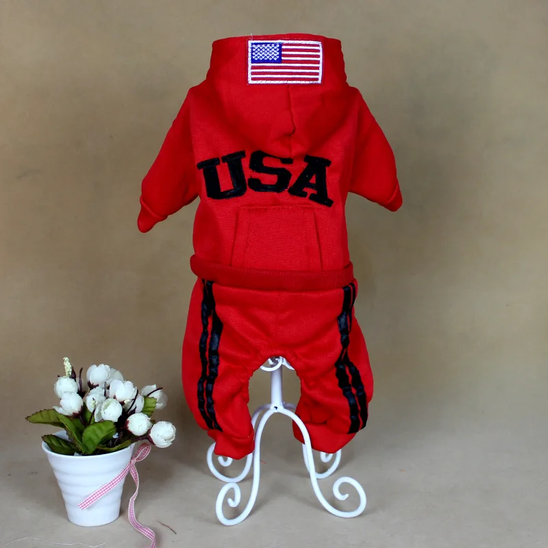ASV Ziemas Suņu Apģērbu Modes Pet Suņu Segas Jumpsuit Kokvilnas Jaka Hoodies Sporta Apģērbu Maziem Suņiem Apģērbs 25S2Q