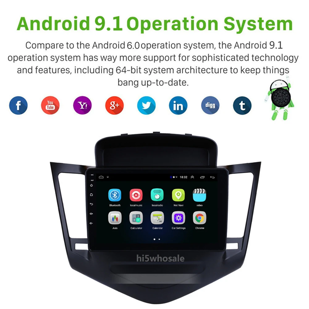 9inch 2din Android 9.1 Auto Radio Multimidia Video Atskaņotājs Navigācija GPS Par Chevrolet Cruze 2009. -. Gada Galvu Touchscreen Vienības
