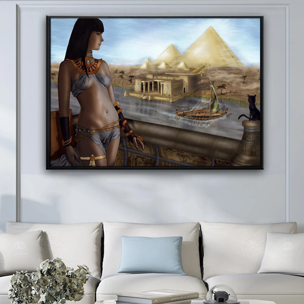 Mājas dekori simulācijas eļļas glezna kleopatra, Ēģiptes kails skaistums Krāsains lietainā naktī Nazis krāsošana 161102803