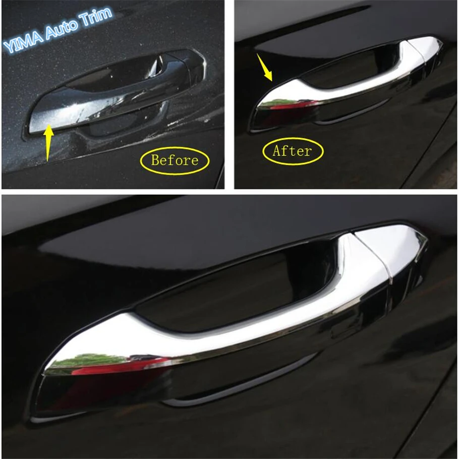 Lapetus Car Styling Ārpus Durvīm Doorknob Roktura Vāciņš Melns, ABS piemērots Audi A6 C8 2019 2020 2021 / Bright (spilgts) / Oglekļa Šķiedras Izskatās