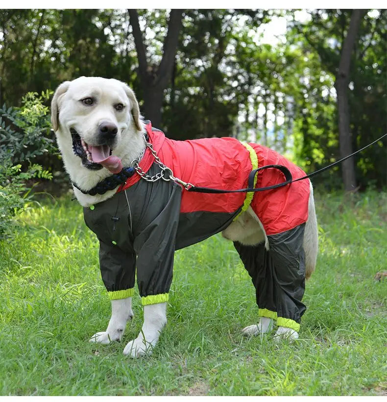 Pet Liels Suns Lietusmētelis Āra Ūdensizturīgs Apģērbs Kapuci Jumpsuit Apmetnis Mazo Lielo Suņu Lietus Mētelis Zelta Retrīvers Labradora