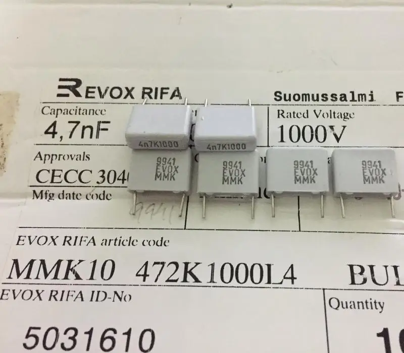 30PCS Zviedrija EVOX jauno filmu kondensatoru MMK10 series non-induktīvās audio, sakabes electrodeless plēves kondensators bezmaksas piegāde