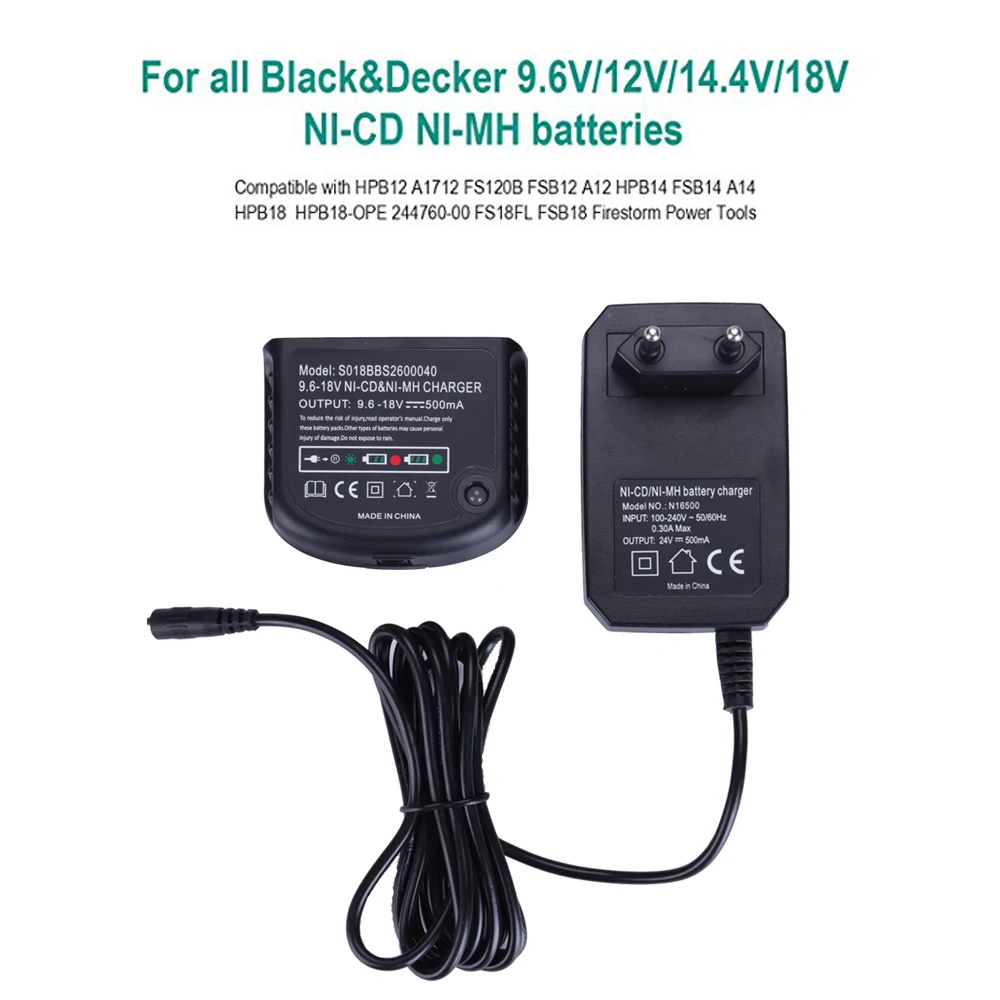 Nomaiņas Lādētājs Black & Decker 9.6 V-18V A12 A12-X HPB18-OPE HPB18 HPB14 HPB12 HPB96 NI-CD, NI-MH akumulatoru Lādētājs