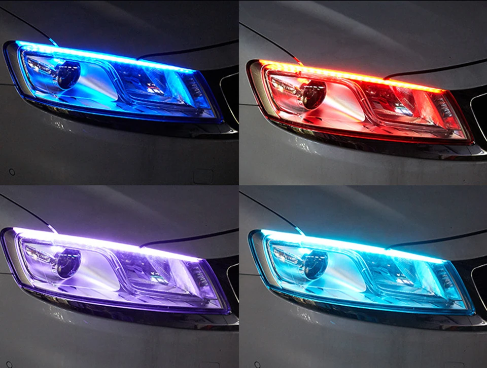 2gab Jaunākās Automašīnas DRL LED Dienas Gaitas Lukturi Auto Plūst Pagrieziena Signāla Rokasgrāmata Lentes Lukturu Asamblejas Auto Stils Aksesuāri