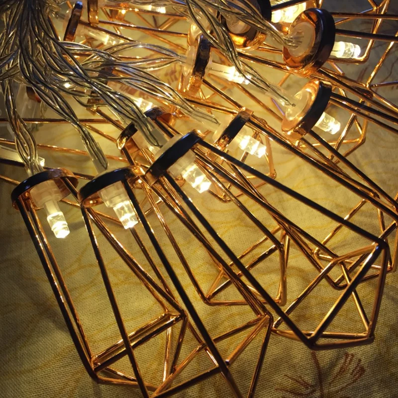 LED Dimanta Formas Pasaku Stīgu Gaismas 1.1 m/3m 10/20 Led Retro Dzelzs Metālu Kāzu Puse, Mājas Apdare Laternu String Lampas