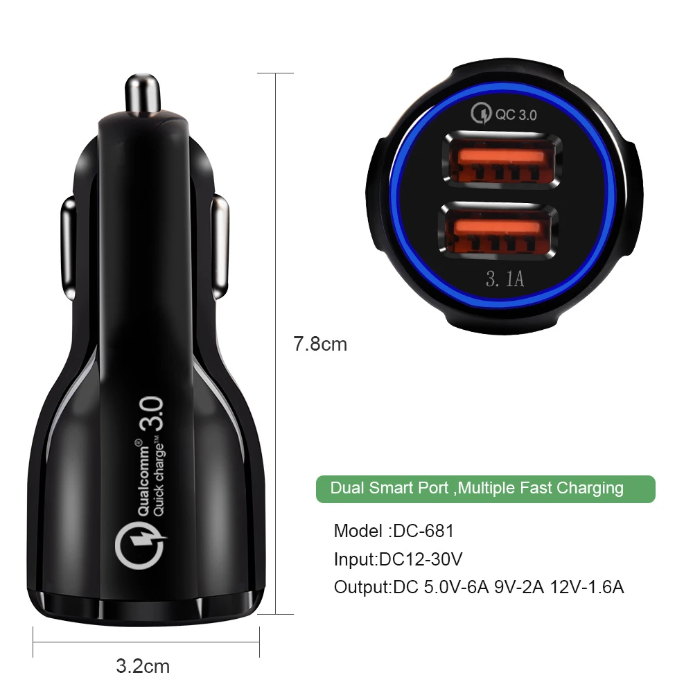 3.0 Auto Ātri USB Automašīnas Tālruņa Lādētāju Piederumi uzlīmes, lai Isuzu rodeo trooper npr dmax d max piederumi 2000-2018