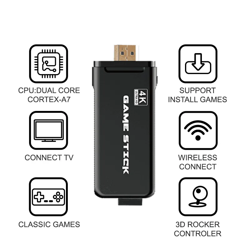 Jauns 4K Spēles USB Bezvadu Konsoles 3500 Classic Spēli Stick Video Spēļu Konsole, 8 Bitu Retro Mini Kontrolieri HDMI Izeja Dual Spēlētājs