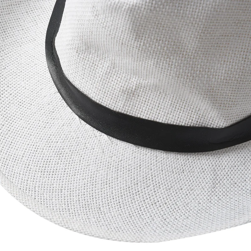 Vasaras Vīriešu Cepure, Salmu Cepure Kovboju Cepuru Modes RIETUMU KOVBOJU Jātnieki Hatband KARSTĀ Balts